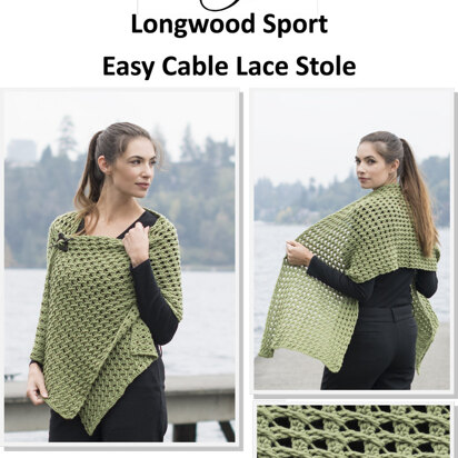 Easy Cable Lace Stole in Cascade Longwood Sport - DK401 - Downloadable PDF