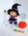 Pebble doll Young Witch and Pumpkin