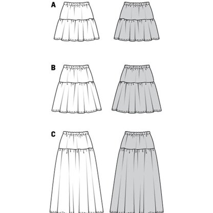 Burda Style Misses' Tiered Skirt with Elastic Waist B5978 - Sewing Pattern