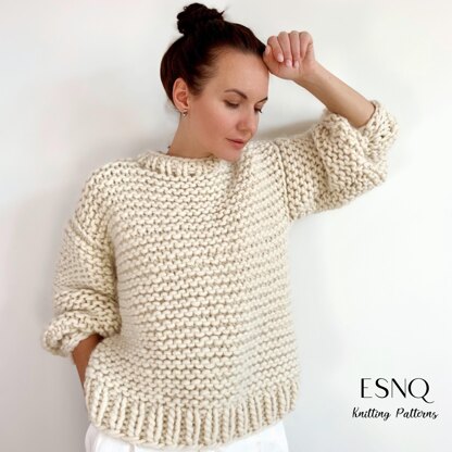 Chunky sweater Alaska Dream in Garter stitch Knitting pattern by