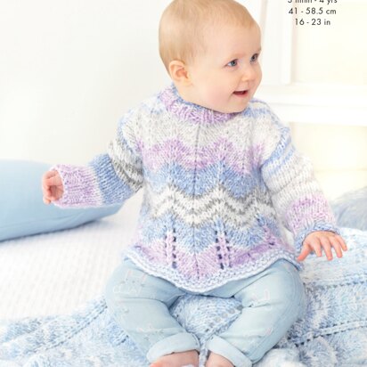 Sweater, Jacket, Hat & Blankets Knitted in King Cole Cheeky Chunky - 5621 - Downloadable PDF