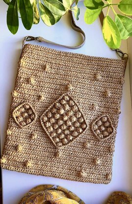 Crochet Raffia Hobo Bag Pattern: Bubble Stitch Tote