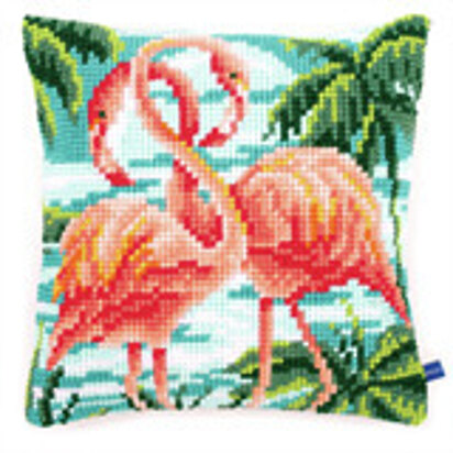 Vervaco Flamingos Cushion Cross Stitch Kit - 40cm x 40cm