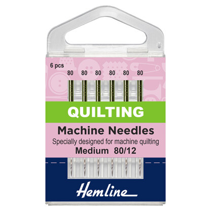 Hemline Sewing Machine Needles - Quilting - Medium 80/12 - 5 Pieces