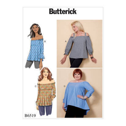 Butterick Schulterfreies Top für Damen B6519 - Schnittmuster