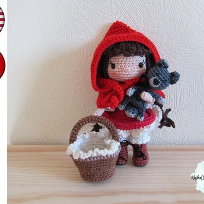 Doll crochet pattern tutorial "Little riding hood"