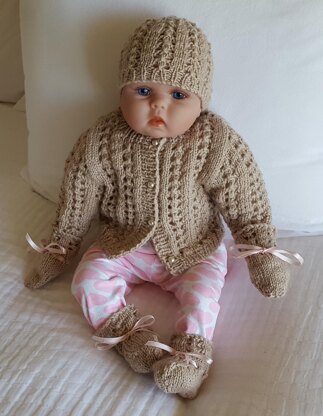 Jenna - babies 8ply lace cardigan