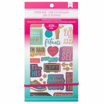 American Crafts Sticker Book Fitness Gold Foil 30 Sheets