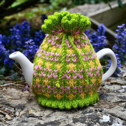 Springtime Fair Isle 2 Cup Teapot Cosy Knitting Pattern