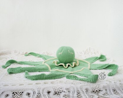 Knitted flat Octopus Toy Baby Lace Blanket.