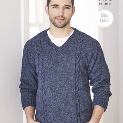 Sweater & Sleeveless Sweater Knitted in King Cole Aran - 5659 - Downloadable PDF