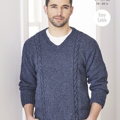 Sweater & Sleeveless Sweater Knitted in King Cole Aran - 5659 - Downloadable PDF - knitting pattern