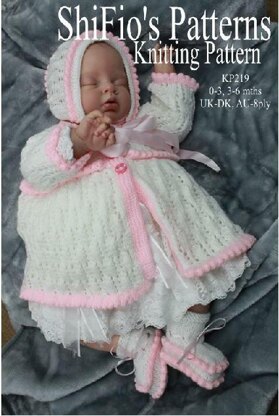 Knitting Pattern baby jacket, hat & booties UK & USA Terms #219