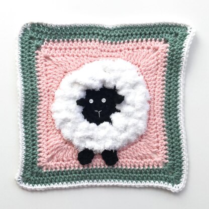 Sheep Granny Square Blanket