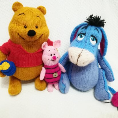 Knitted Winnie the Pooh with Donkey and  Piglet