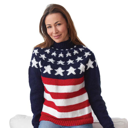 Stars and Stripes Pullover in Caron United - Downloadable PDF