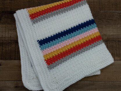 Boho Rainbow Mesh Stitch Crochet Blanket