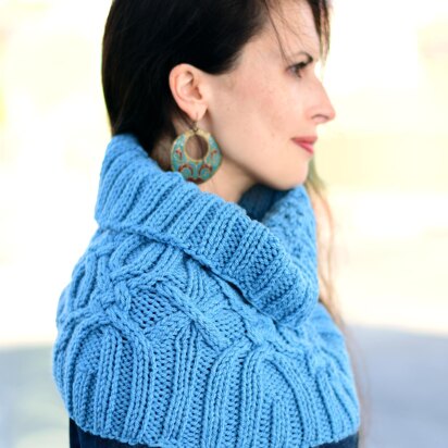 Granite cable knit cowl scarf