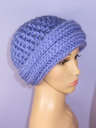 Super Chunky Rib Cuff Lace Beanie Hat