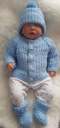 Gwyn Baby Cardigan, Hat & Booties knitting pattern in 2 sizes 0-3mth & 6-12mth