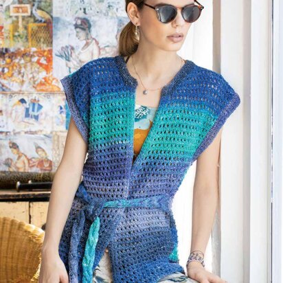 Cable Tie Vest in Noro Geshi - 16765 - Downloadable PDF