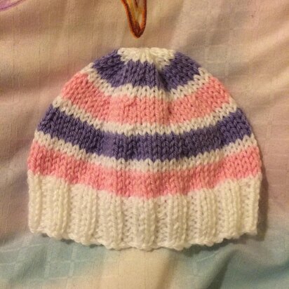 Cute Three Tone Newborn Baby Beanie Pattern