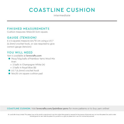 Paintbox Yarns Coastline Cushion PDF (Free)