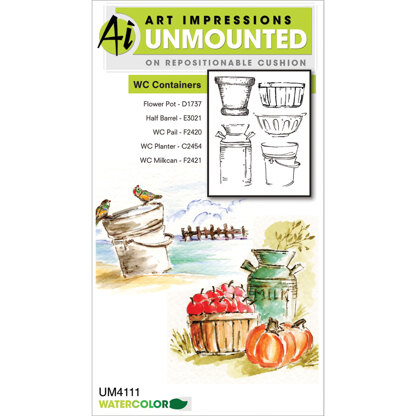 Art Impressions Watercolor Cling Rubber Stamps - Containers