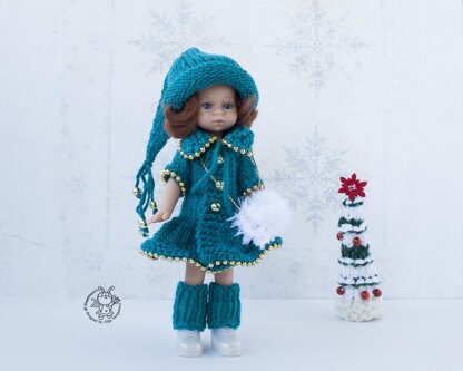 Knitted flat outfit Christmas Tree  for 8-9 inch dolls