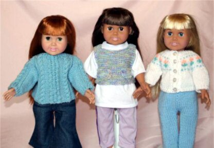 Weekend Casual Sweaters -  Knitting Patterns fit American Girl and other 18-Inch Dolls