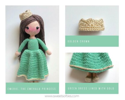 Emerie the Emerald Princess - 12 Amigurumi Crochet Doll