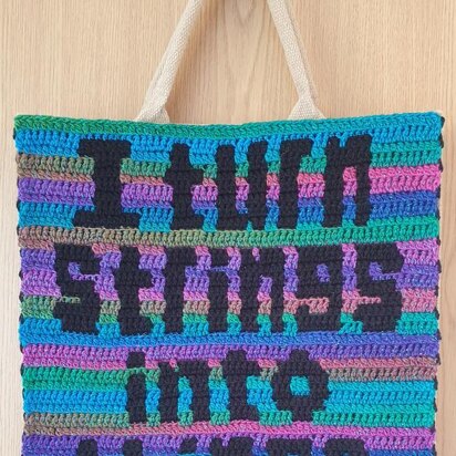 I turn strings into things Jute Bag