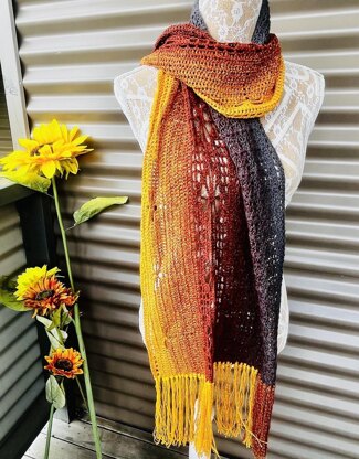 Dragonflies in Amber Scarf/Shawl