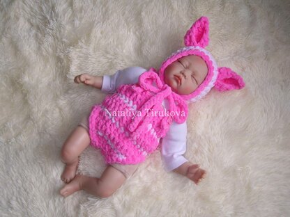 Piglet Baby Bonnet and Romper Set