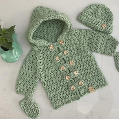 Baby Duffle Coat, Hat & Mitts