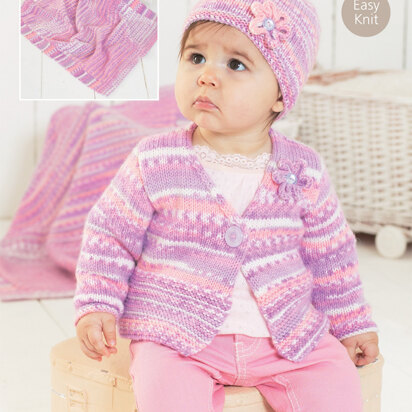 Cardigan, Blanket and Hat in Sirdar Snuggly Baby Crofter DK - 1391 - Downloadable PDF