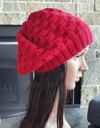 Audrey - 8ply block stitch slouchy beanie, sizes 2 years to lady