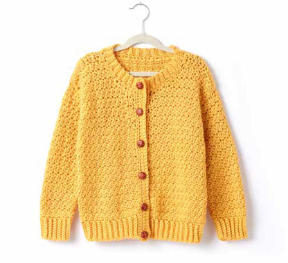 Adult's Crochet Crew Neck Cardigan in Caron Simply Soft - Downloadable PDF