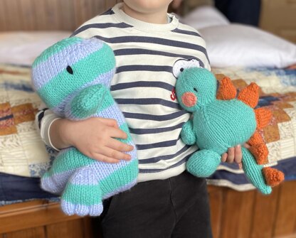 Dinosaur Value Set of Two Knitting Patterns- Chubby Stegosaurus and Baby Tyrannosaurus Rex