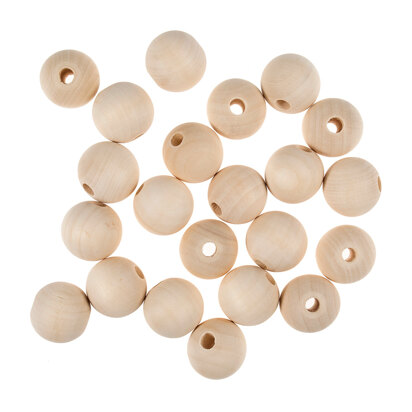 Trimits 50 Piece Wooden Beads: Round - 25mm