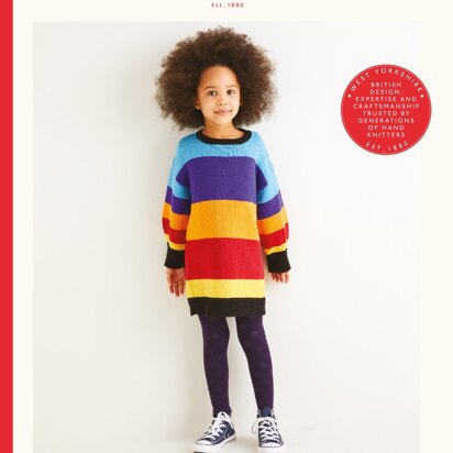 Sirdar 2551 Kids Striped Colourblock Dress in Replay PDF