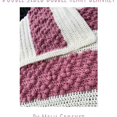 Double Sided Bobble Heart Blanket US terminology By Melu Crochet
