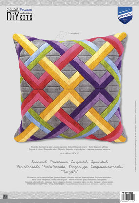 Vervaco Colourful Diagonals Long Stitch Cushion Front - 40 x 40cm