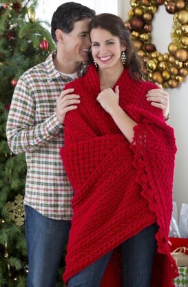 Holiday Cables Throw Crochet in Red Heart Niki - LW3967EN