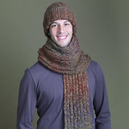 Ramstar Falls Hat And Scarf in Lion Brand Homespun - 90333AD