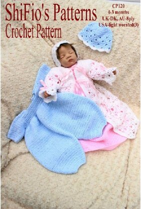 Crochet Pattern girl & boy christening set UK & USA Terms #120