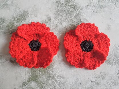 One Piece Poppy Flower Applique w 3 4 & 5 Petals