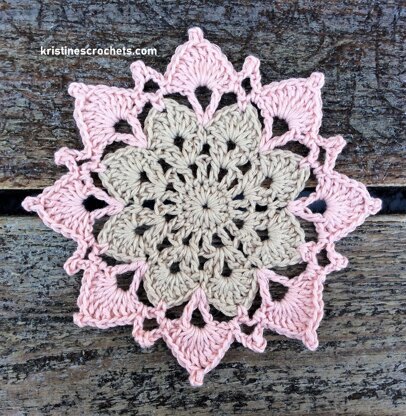 Two Color Flower Coaster Written Pattern