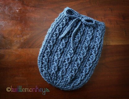 Cable Cross Baby Cocoon or Swaddle Sack