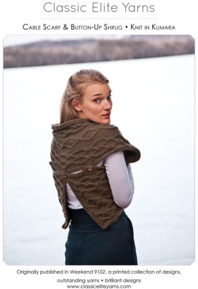 Cable Scarf & Button-Up Shrug in Classic Elite Yarns Kumara - Downloadable PDF
